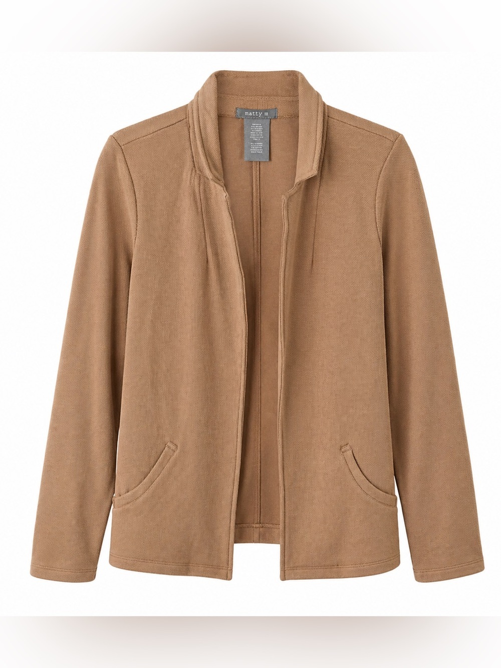 Matty M Women's Camel Open-Front Jacket